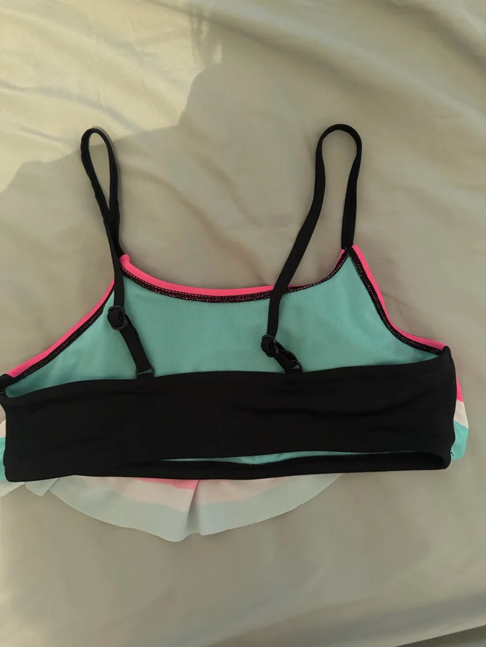 Justice Girls Pink, Aqua & Black Watermelon Bikini Swim Top